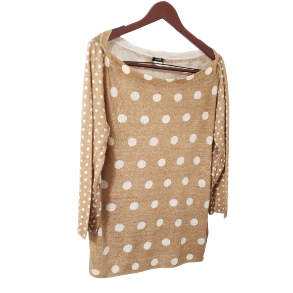 J. Crew 100% Linen Polka Dot Sweater Size XL - Picture 2 of 13